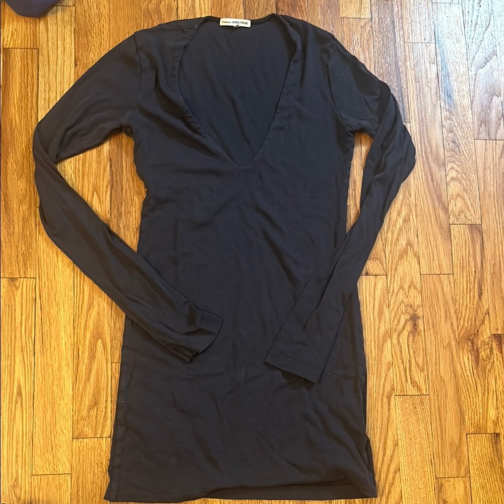 James Perse Blue Long Sleeve Sweater Dress